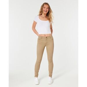 Womens Hollister Tan Khaki Mid Rise Bootcut Jeans Pants - Sz 7